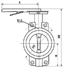  D71X手動(dòng)對(duì)夾式軟密封蝶閥外形尺寸圖