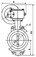 蝸輪對夾軟密封蝶閥外形尺寸圖