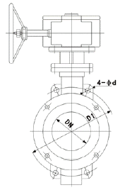 D373H蝸輪金屬硬密封對(duì)夾蝶閥外形尺寸圖