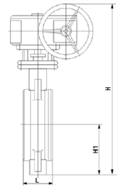 D373H蝸輪金屬硬密封對(duì)夾蝶閥外形尺寸圖