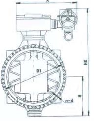 D942X大口徑電動法蘭軟密封蝶閥外形尺寸圖