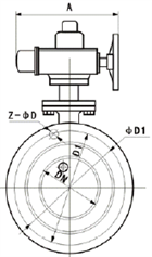 D942X電動法蘭軟密封蝶閥外形尺寸圖