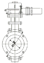 D973H電動(dòng)硬密封對(duì)夾蝶閥外形尺寸圖