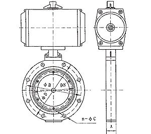 GIQ-B/AB型系列高真空氣動(dòng)蝶閥外形尺寸圖