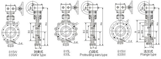  美標(biāo)凸耳式硬密封蝶閥外形尺寸圖