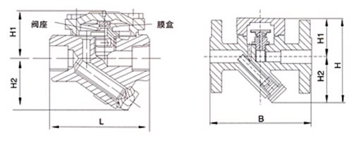 高溫高壓膜盒式蒸汽疏水閥外形尺寸圖